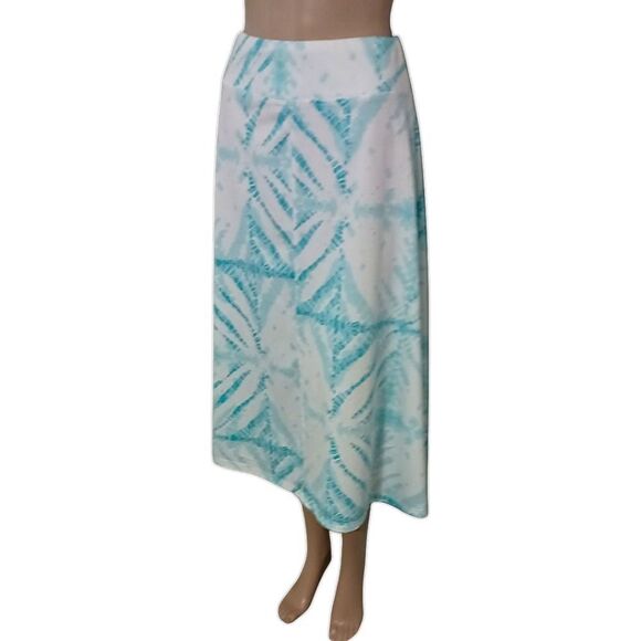 Jane Ashley‎ Midi Skirt Sz M Bohemian Stretch Fit Flare Pull On Beachy Coastal - Picture 5 of 16